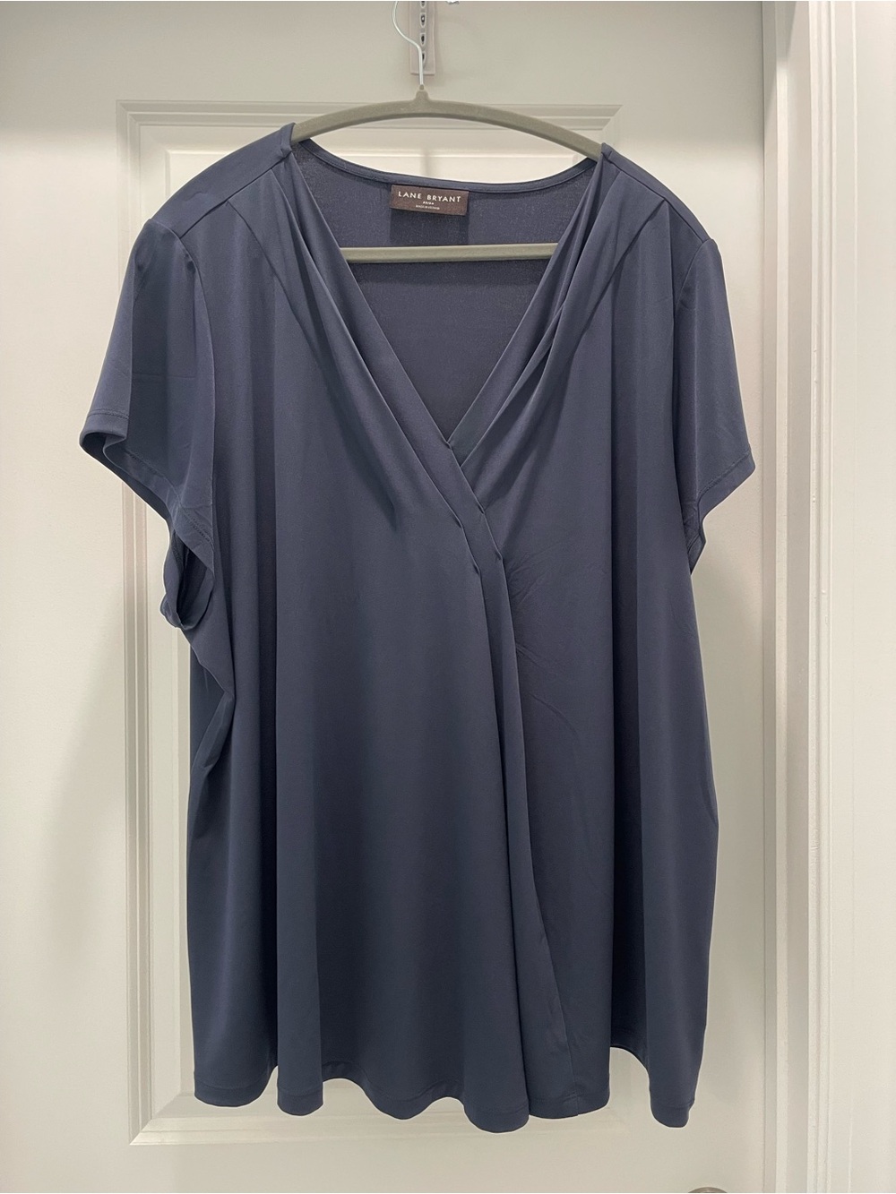 Lane Bryant Deep Navy Draped V-Neck Blouse